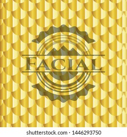 Facial golden emblem. Scales pattern. Vector Illustration. Detailed.