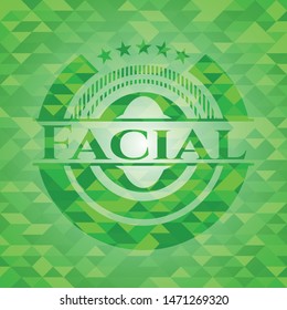 Facial green mosaic emblem. Vector Illustration. Detailed.