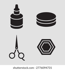 Facial hair care icons solid style ideal for grooming products barber branding and professional styling design projects