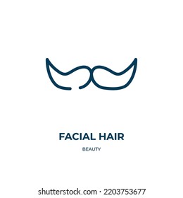 Icono facial del cabello. Ilustración vectorial lineal de la colección de belleza. Esquema del vector del icono del pelo facial. Símbolo de línea delgada para uso en aplicaciones web y móviles, logotipo, medios impresos.