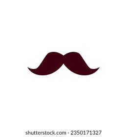 Facial hair mustache, mens brown moustache flat vector icon. Cartoon illustration isolated on white background. Mexican trendy male whiskers style