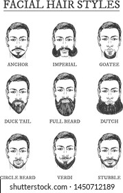 Facial Hair Styles Barber Guide Beards Stock Vector (Royalty Free ...