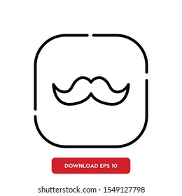 Facial hair symbol, moustache outline vector icon
