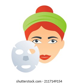 A facial icon in flat modern design 


