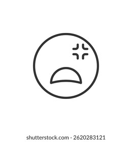 Facial Icon Representing Anger and Frustration Emphasizing Mental Health Awareness in a Minimalist Style