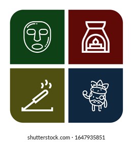 facial icon set. Collection of Facial mask, Aromatherapy, Incense, Facial treatment icons