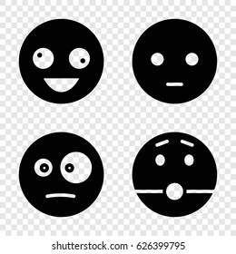 Facial icons set. set of 4 facial filled icons such as crazy emot, sad emot