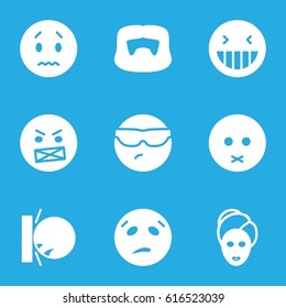 Facial icons set. set of 9 facial filled icons such as man hairstyle, spa mask, laughing emot