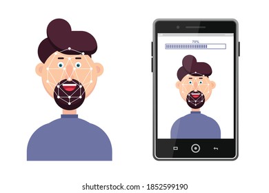Ilustración del vector de reconocimiento de ID facial