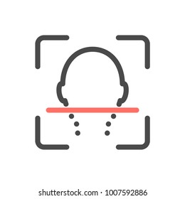 Facial Identify Isolated Vector Icon. Scanning Face Logo.  