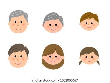 A facial illustration of the family who laughs.