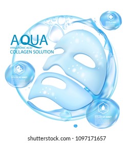 facial mask aqua skin collagen Serum and Background Concept Skin Care Cosmetic.