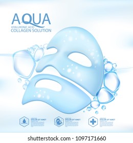 facial mask aqua skin collagen Serum and Background Concept Skin Care Cosmetic.