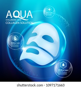 facial mask aqua skin collagen Serum and Background Concept Skin Care Cosmetic.