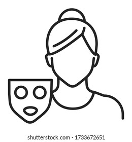 Facial mask black line icon. Skin care. Isolated vector element. Outline pictogram for web page, mobile app, promo.