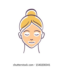 Facial mask color line icon. Moisturizing and nourishing the skin of a young female. Skin care. SPA, Cosmetic procedures. Pictogram for web page, mobile app. UI/UX/GUI design element. Editable stroke.