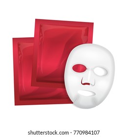 Facial Mask. Cosmetics Package. Vector package design for face mask on white background for your design