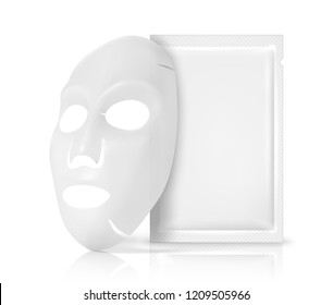 Facial Mask Cosmetics Packaging. Package design for face mask on white background