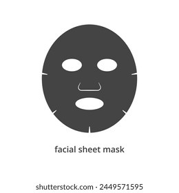 Máscara facial para icono de cara. Producto de belleza para la piel fresca y joven. Máscara de colágeno. Ilustración vectorial