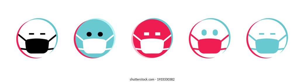  facial mask in face icon stock vector illustration set