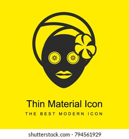 Facial mask with flower in spa bright yellow material minimal icon or logo design