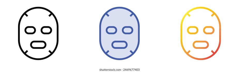 icono de máscara facial. Diseño de estilo de relleno lineal, azul y degradado aislado sobre fondo blanco
