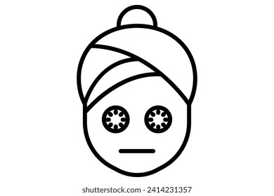 Facial mask icon. icon related to skincare and facial treatments. line icon style. element illustration