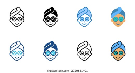 Los iconos de máscara facial establecen una colección de estilo múltiple. Trazo editable 
