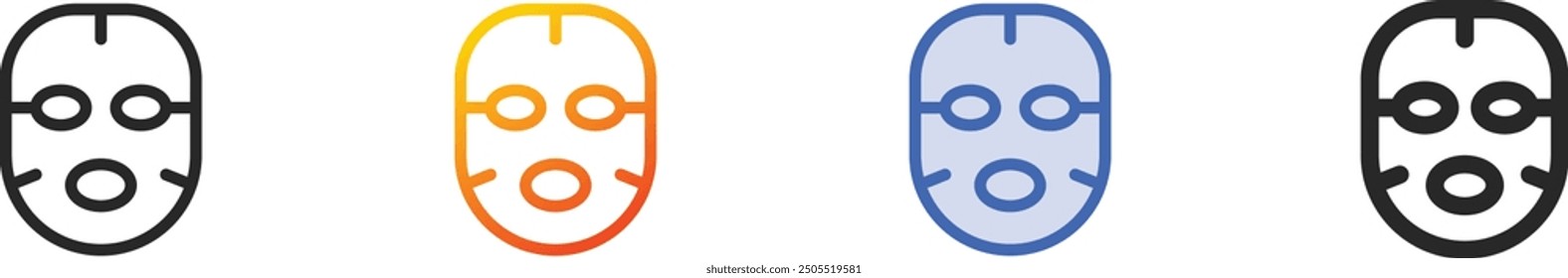 facial mask icon.Thin Linear, Gradient, Blue Stroke and bold Style Design Isolated On White Background