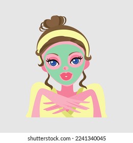 Facial mask illustration vector young woman beautiful design