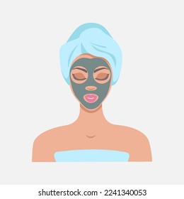 Facial mask illustration vector young woman beautiful design