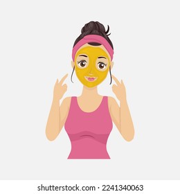 Facial mask illustration vector young woman beautiful design