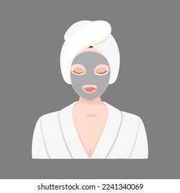 Facial mask illustration vector young woman beautiful design