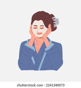 Facial mask illustration vector young woman beautiful design