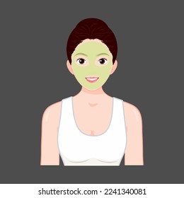 Facial mask illustration vector young woman beautiful design