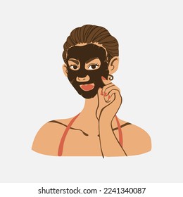 Facial mask illustration vector young woman beautiful design