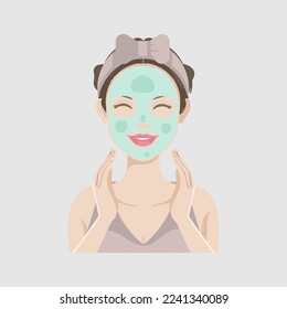 Facial mask illustration vector young woman beautiful design