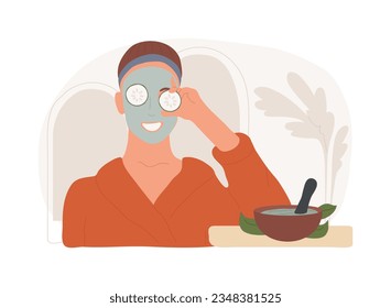Facial mask isolated concept vector illustration. Skincare procedure, dermatology treatment, cosmetology product, clear face, skin beauty, home spa, cleansing natural cosmetic vector concept.