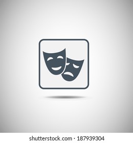facial mask symbol. square button. vector icon