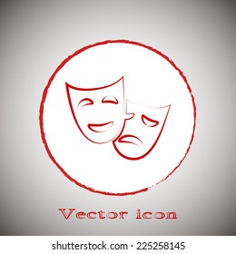 facial mask symbol vector illustration Red round button on a gray background