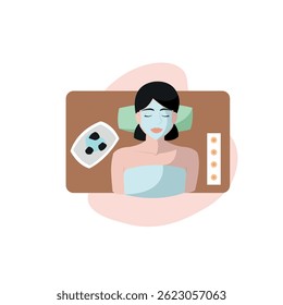 Facial mask therapy moment. Vector illustration