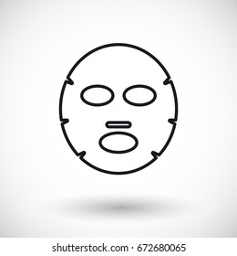 Facial mask vector thin line web icon, Outline design of medicine, cosmetology and healthcare with round shadow