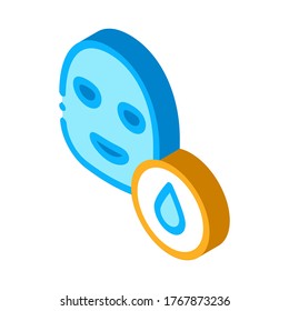 Facial Mask Water Drop Icon Vector. Isometric Facial Mask Water Drop sign. color isolated symbol illustration