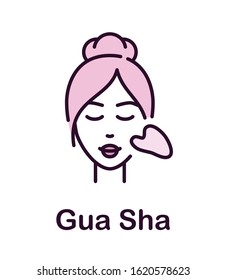 Facial Massage Gua Sha. Vector Icon.