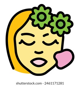 Facial massage icon outline vector. Woman skin. Spa care color flat