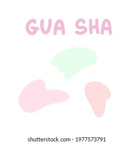Facial Massage. Jade Facial Gua Sha stone spa accessories tools. Vector Icon illustration. Skin care dermatological anti age lifting procedure. Beauty industry.