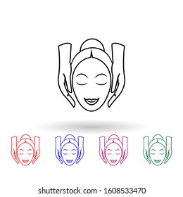 Facial massage multi color icon. Simple glyph, flat vector of spa icons for ui and ux, website or mobile application
