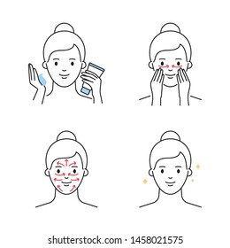 Facial massage outline style vector icons