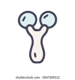 icono del doodle simple del vector de color del masajeador facial