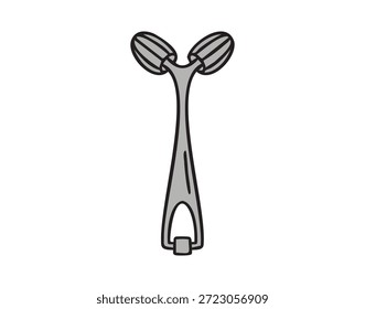 Herramienta de rodillo masajeador facial, doodle dibujado a mano. Ilustración vectorial.